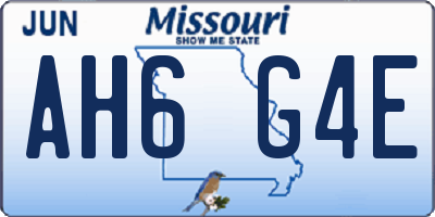 MO license plate AH6G4E