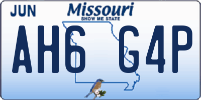MO license plate AH6G4P