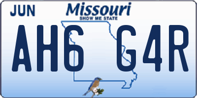 MO license plate AH6G4R