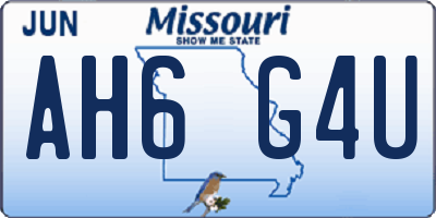 MO license plate AH6G4U