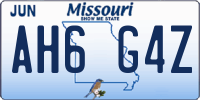 MO license plate AH6G4Z
