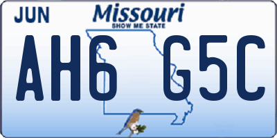 MO license plate AH6G5C