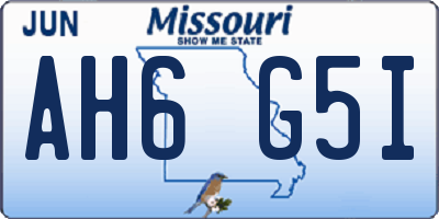MO license plate AH6G5I