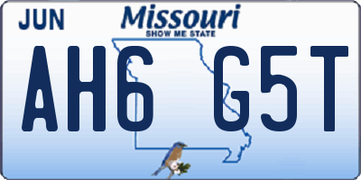 MO license plate AH6G5T