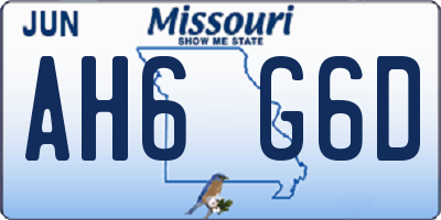 MO license plate AH6G6D