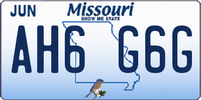 MO license plate AH6G6G