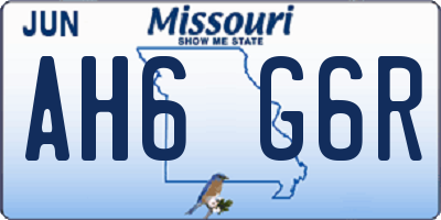 MO license plate AH6G6R