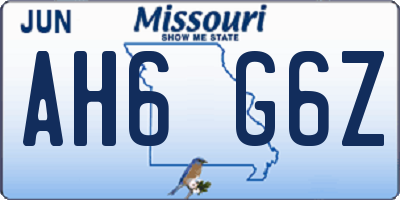 MO license plate AH6G6Z