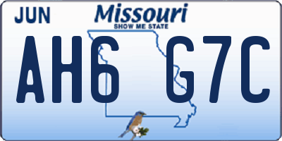 MO license plate AH6G7C