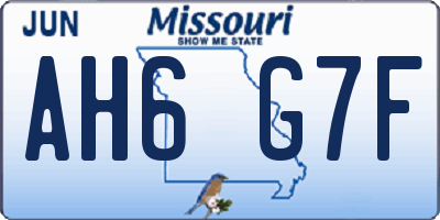 MO license plate AH6G7F