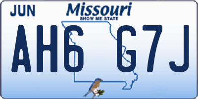 MO license plate AH6G7J