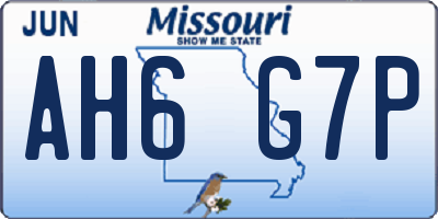 MO license plate AH6G7P