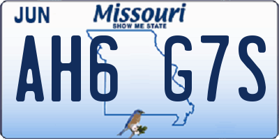 MO license plate AH6G7S