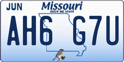 MO license plate AH6G7U