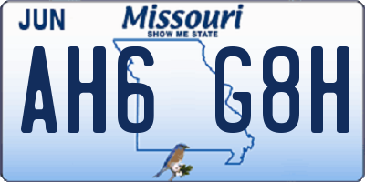 MO license plate AH6G8H