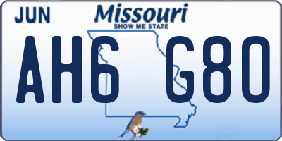 MO license plate AH6G8O