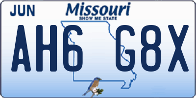 MO license plate AH6G8X