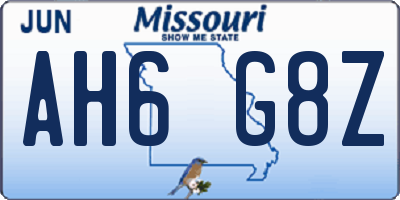 MO license plate AH6G8Z
