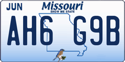 MO license plate AH6G9B