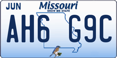 MO license plate AH6G9C