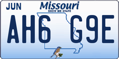 MO license plate AH6G9E