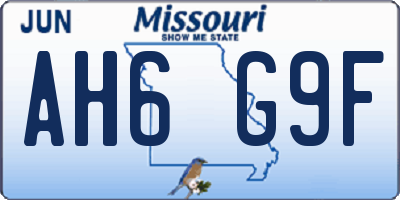MO license plate AH6G9F