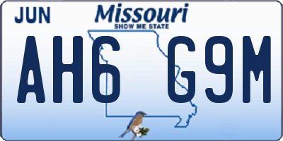 MO license plate AH6G9M
