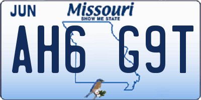 MO license plate AH6G9T