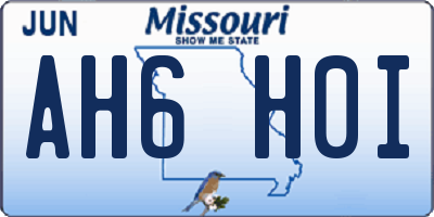 MO license plate AH6H0I
