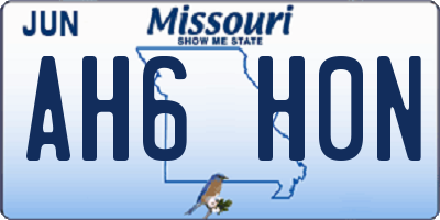 MO license plate AH6H0N