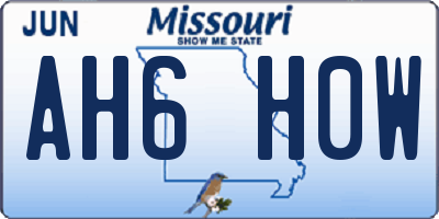MO license plate AH6H0W