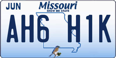 MO license plate AH6H1K
