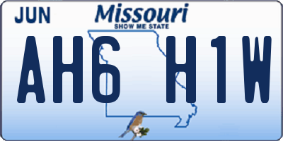 MO license plate AH6H1W