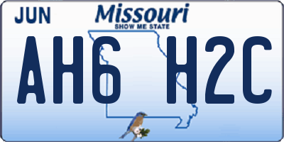 MO license plate AH6H2C
