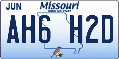 MO license plate AH6H2D