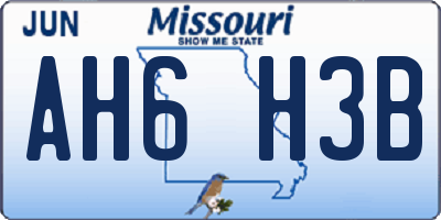 MO license plate AH6H3B