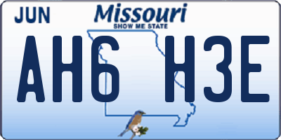 MO license plate AH6H3E