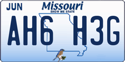 MO license plate AH6H3G