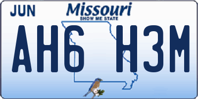MO license plate AH6H3M
