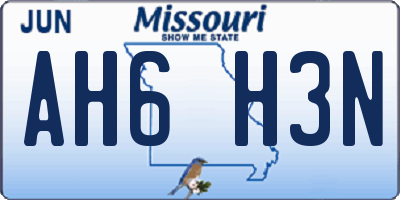 MO license plate AH6H3N