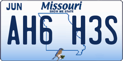 MO license plate AH6H3S