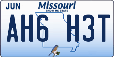 MO license plate AH6H3T