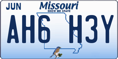 MO license plate AH6H3Y