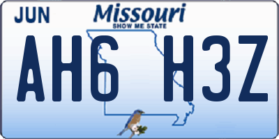 MO license plate AH6H3Z