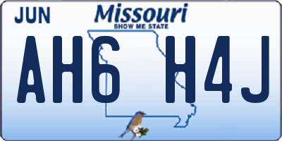 MO license plate AH6H4J