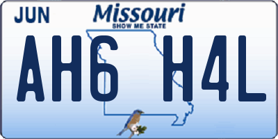 MO license plate AH6H4L