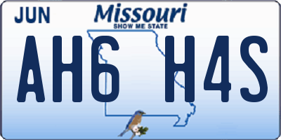 MO license plate AH6H4S