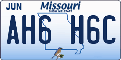 MO license plate AH6H6C