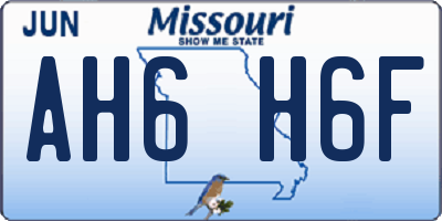 MO license plate AH6H6F