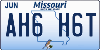 MO license plate AH6H6T